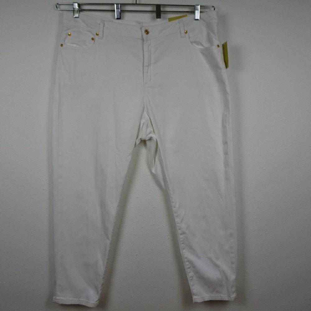 Michael Kors Skinny Jeans Women's Plus Size 24W White Stretch Cotton Blend